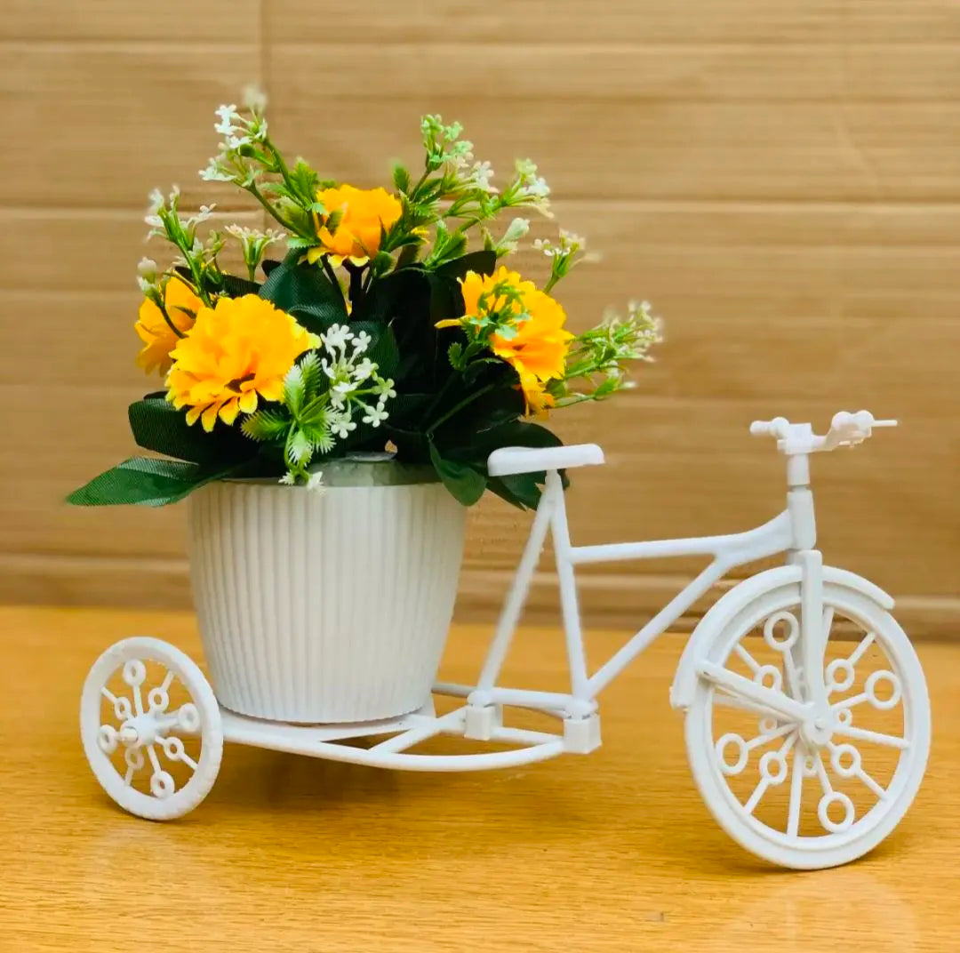 Unique Floral Cycle Decoration With Artificial Flowers Bicycle Woven Flower vase