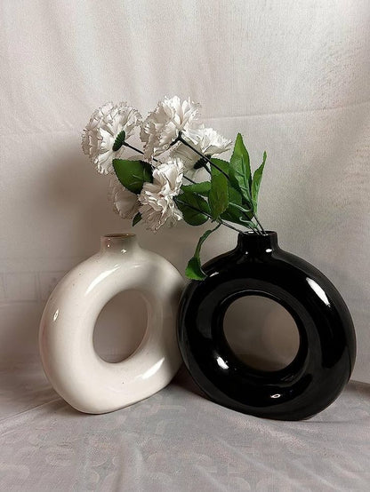 Donut Shape Ceramic Vase, Modern Luxury Home Decor, Perfect for Fresh or Artificial Flowers