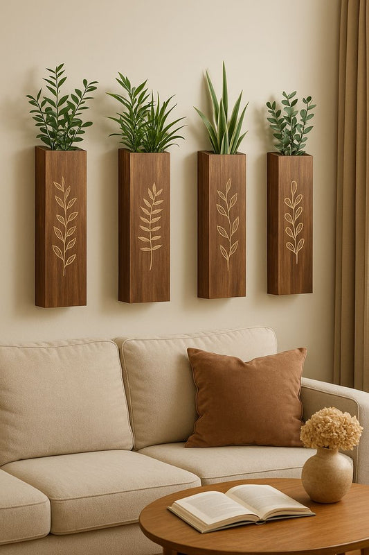 Luxury Wooden Wall Pocket Vase | Minimalist Rustic Wall Decor