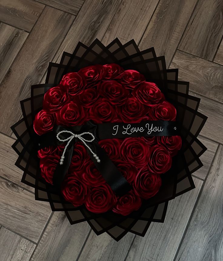 Luxury Red Rose Flower Bouquet with Black Wrapping  | Hand made