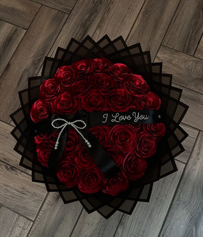 Luxury Red Rose Flower Bouquet with Black Wrapping  | Hand made