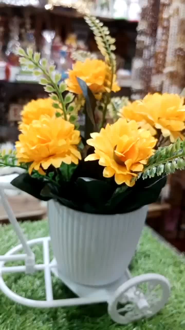 Unique Floral Cycle Decoration With Artificial Flowers Bicycle Woven Flower vase