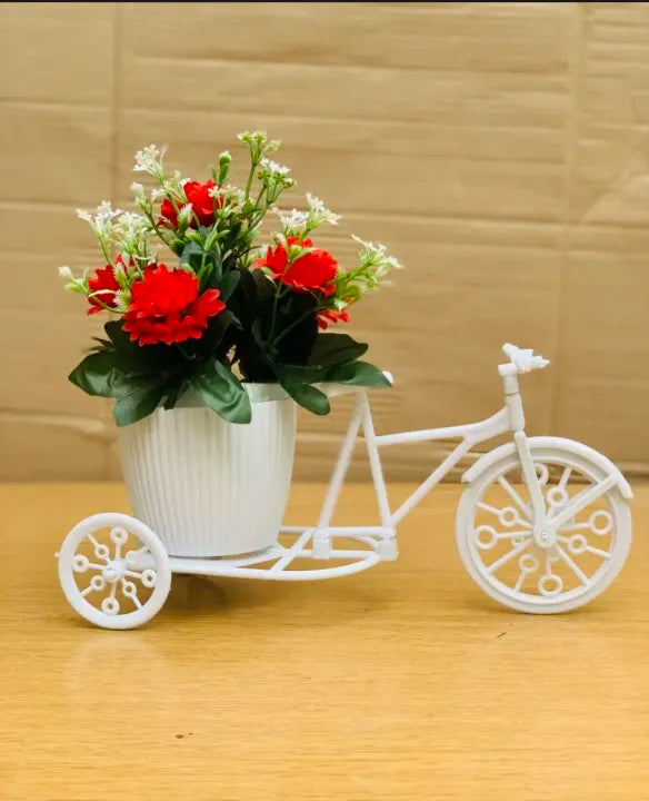Unique Floral Cycle Decoration With Artificial Flowers Bicycle Woven Flower vase