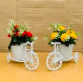Unique Floral Cycle Decoration With Artificial Flowers Bicycle Woven Flower vase