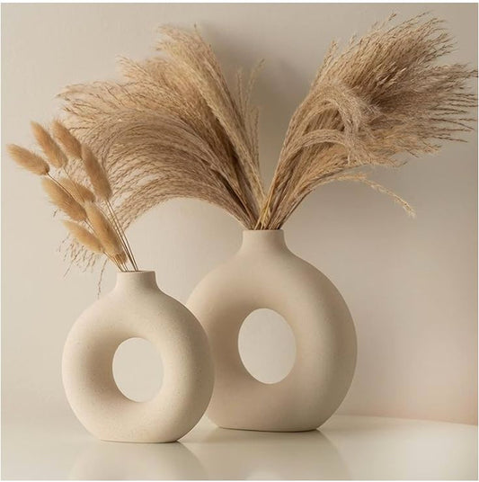 Donut Shape Ceramic Vase, Modern Luxury Home Decor, Perfect for Fresh or Artificial Flowers