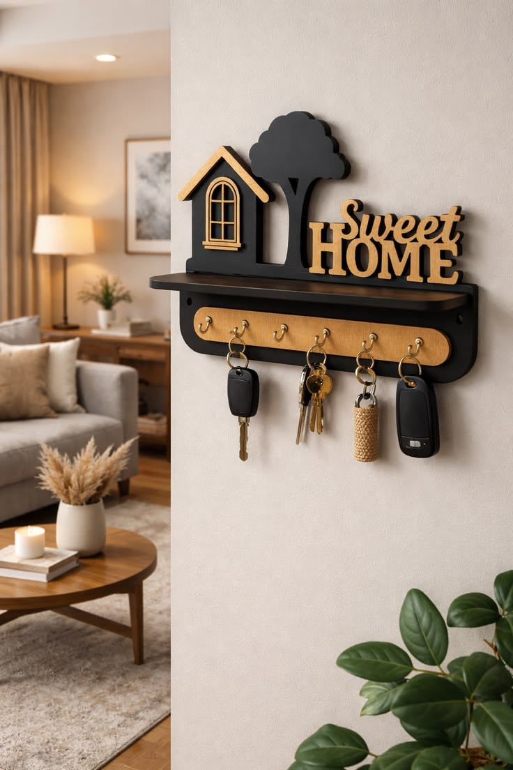 luxury wood key holder for home decore